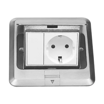 

All Aluminum Panel silver Floor Socket EU Standard Pop Up Floor Sockets Electrical Outlet