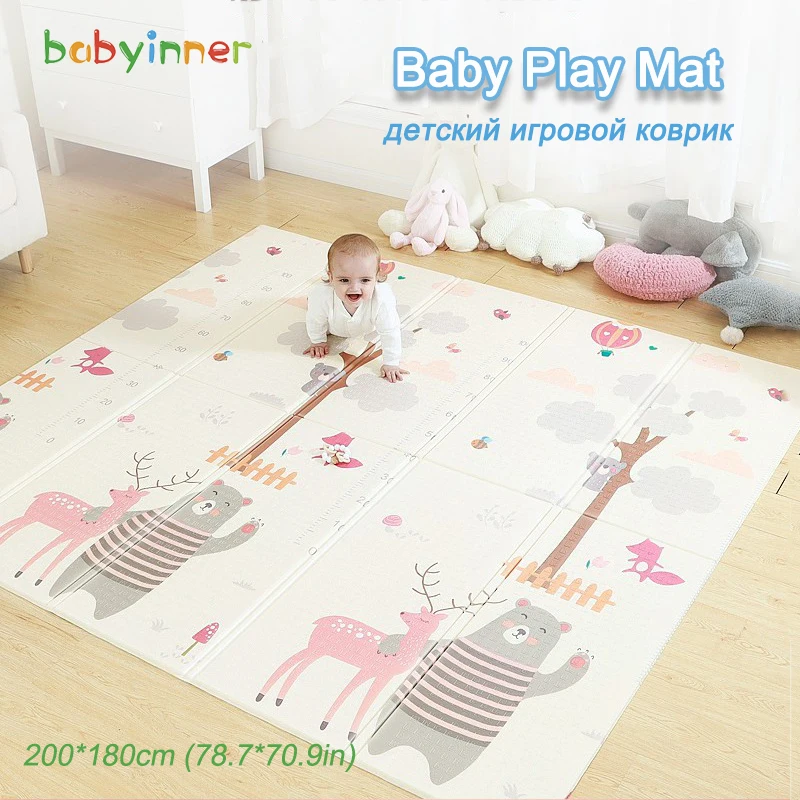 Babyinner 200*180 см детский игровой коврик складной XPE Playmate двусторонний пенопластовый