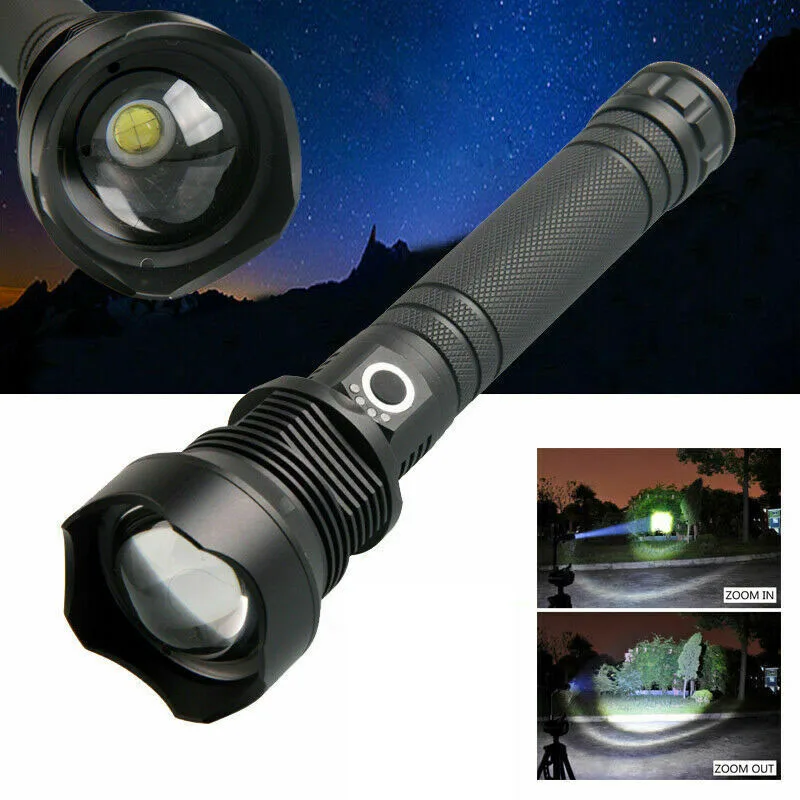 

Super Bright Led Flashlight Xhp70 Usb Charging Rechargeable Stretch Zoom Shock Resistant Flashlight Torch