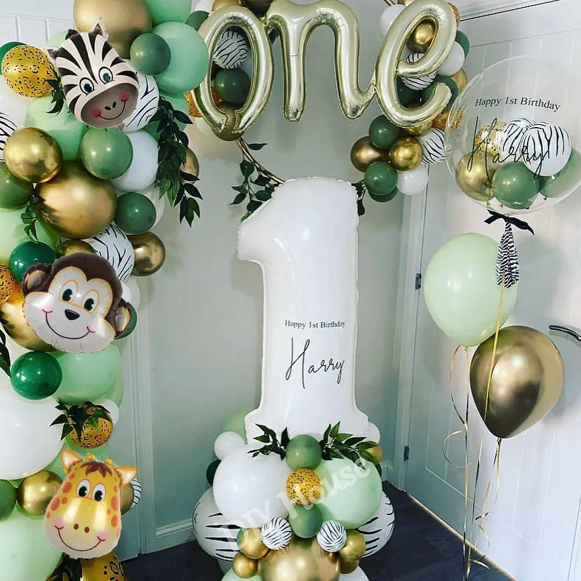28pcs Carton Wild Animal Balloon Kit Monkey Lion Foil Balloons For Kids Birthday Jungle Party Decoration DIY Party Supplies