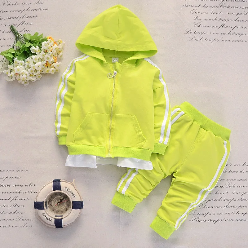 all green Г. Весенний Повседневный Спортивный костюм для малышей куртка с капюшоном для мальчиков и девочек, штаны Детский комплект из 2 предметов хлопковая одежда для младенцев спортивные комплекты одежды - Цвет: all green