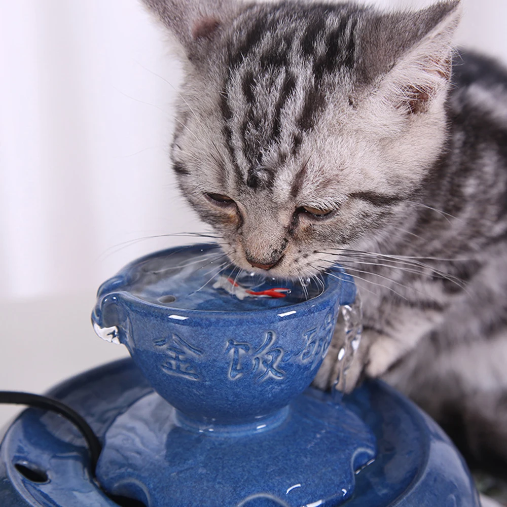 1.0L Авто Pet Cat керамический фонтан воды, собака кошка питомец немой поилка питатель миска, питомец поилка фонтан диспенсер водяной