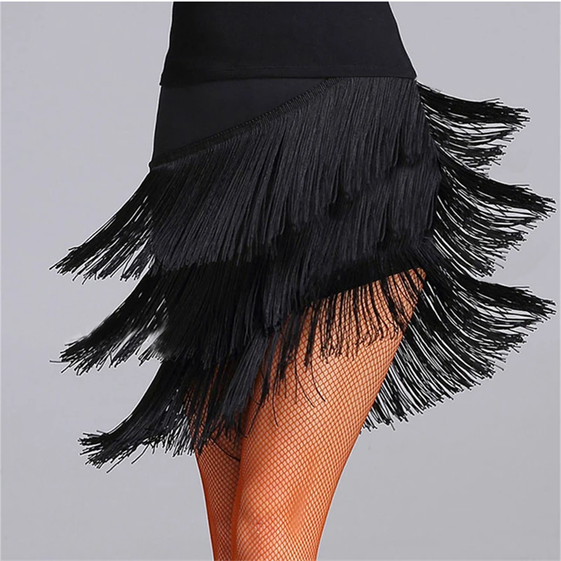 Latin Dance Skirt Sexy Women Chacha Samba Tango Layers Tassels Fringes Dresses Competition Performamnce Salsa Lady Latin Costume dance dress dance skirt