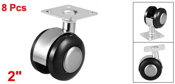 uxcell 1.5 Inch 2 Inch Furniture Casters Wheels Replacement Alloy Plastic Twin Wheel Top Plate Mount Swivel Caster