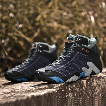 

Winter Men Hiking Boots Keep Warm Plush Sport Shoes Mens Outdoor Trekking Warm Mountain Climbing Shoes Genuine Leather Sneakers