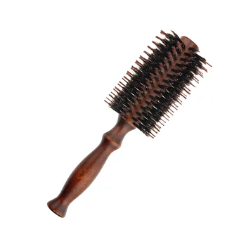 

2pcs Handle Portable Hair Comb Round Brushes Anti-static Curly Brushes Natural Wood Bristle Hair Combs Hairdresser Hair Curling