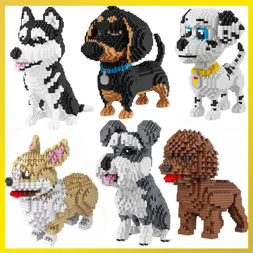 

Pets NO compatible legoed animals cute cartoon dogs model Building Bricks Toys poodle sets cutein mini micro Blocks bricks moc