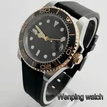 Parnis 40 мм сапфировое стекло керамический ободок черный стерильный циферблат GMT окно даты автоматический резиновый ремешок мужские топ бизнес часы