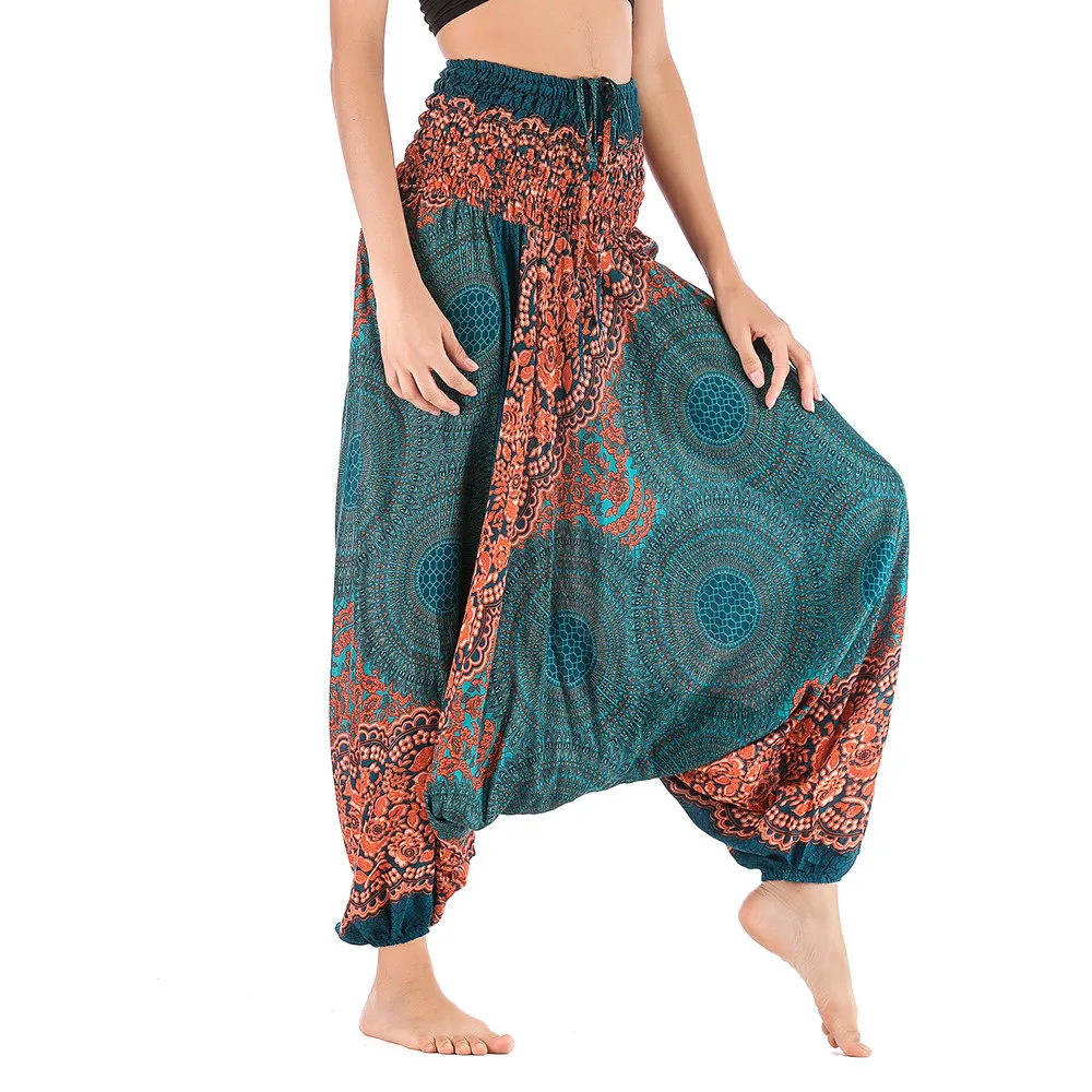 Женские повседневные свободные брюки для йоги, мешковатые Boho Aladdin, комбинезон, шаровары, бесшовные леггинсы, штаны, Ropa Deporte Mujer