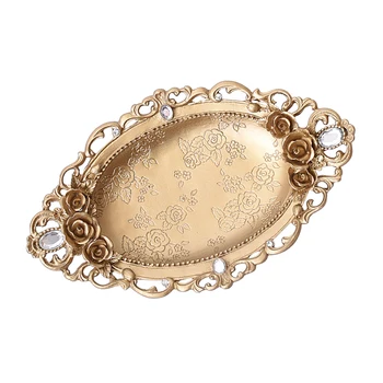 

Gold Tone Resin Plate Ring Dish Jewelry Trinkets Holder Tray Birthday Gift