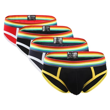 

Men's Briefs Panties Cotton Underwear Briefs Breathable Cuecas Rainbow Belt Brief Panties for Men Sexy Underpants Shorts
