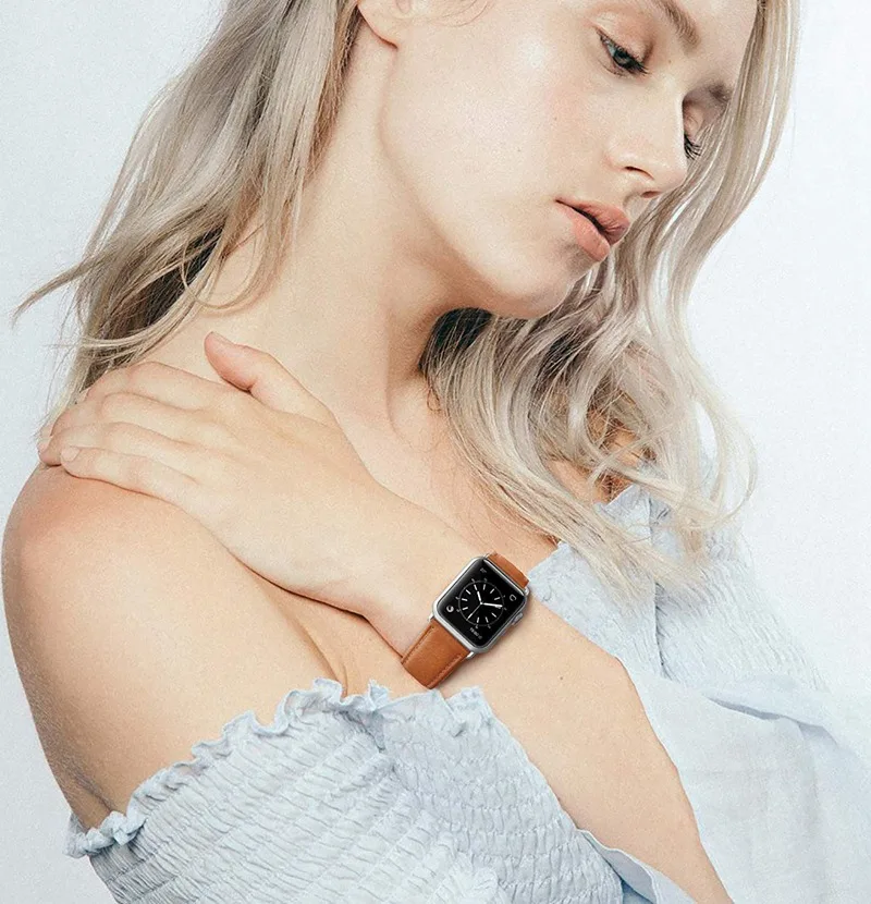Ремешок из натуральной кожи для apple watch band 44 мм 40 42 38 браслет iwatch 6/5/4/3/2/1 аксессуары