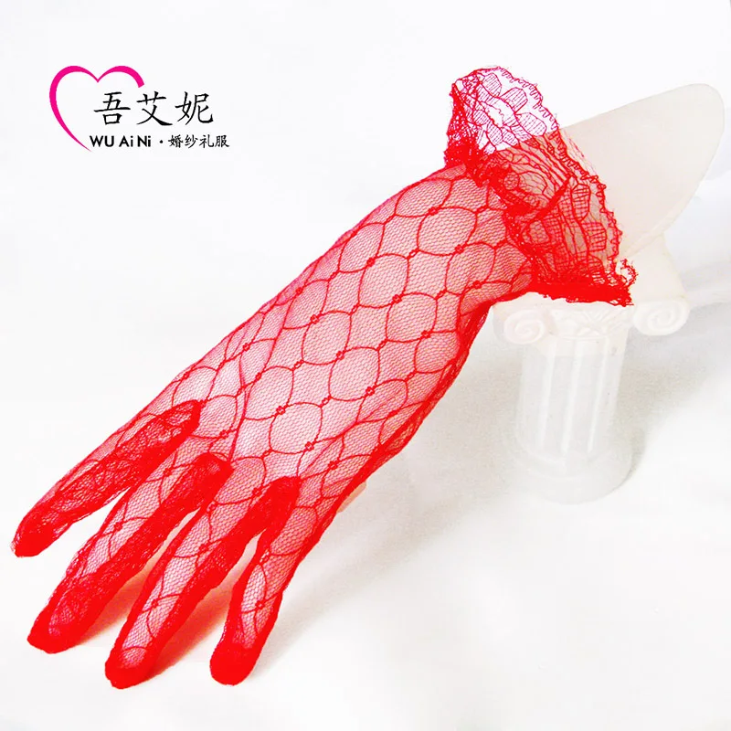 Bridal Wedding Veil Gloves Short Mesh Lace Wedding Dress Has Finger