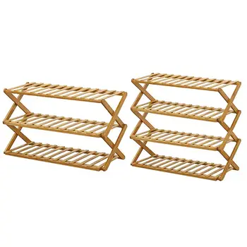 

Shoe Rack 3/4 Tier Folding Multifunctional Storage Organizer Bamboo Shoe Shelf Foldable Design High Quality Easy To Use