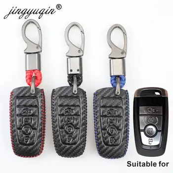 Copertura chiave in pelle per Ford Fusion Mustang Explorer F-250 F-350 2017 2018 fibra portachiavi portachiavi portachiavi