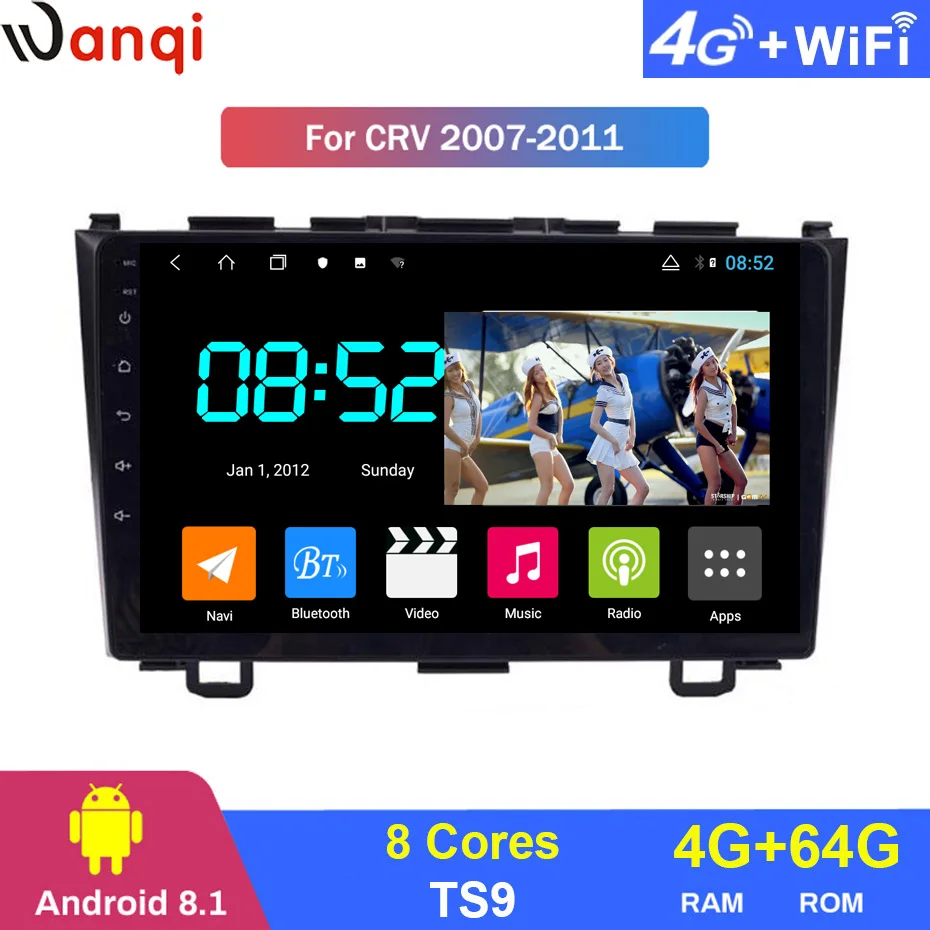 Android 8,1 автомобильный DVD 1din мультимедийная Navi система для Honda CRV 2007-2011 Автомобильный gps навигатор стерео головное устройство BT SWC wifi