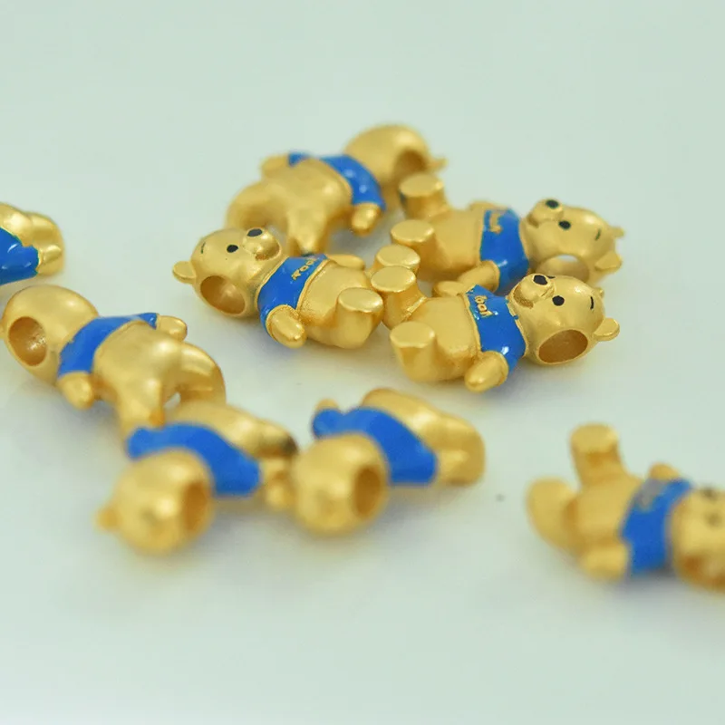 OMHXZJ CA349 в европейском стиле модная обувь для мужчин и женщин для вечеринки, дня рождения свадебные подарки медведь бусины DIY аксессуары 24KT золотой кулон Шарм
