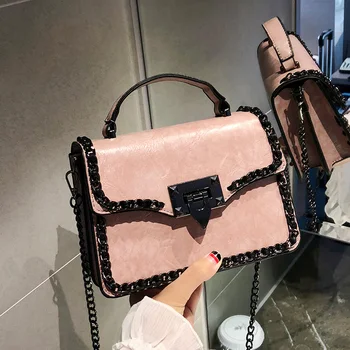 

Retro Fashion Female Square Bag 2019 New Women's Designer Handbag Quality PU leather Women bag Chain Tote Shoulder Messenger Bag