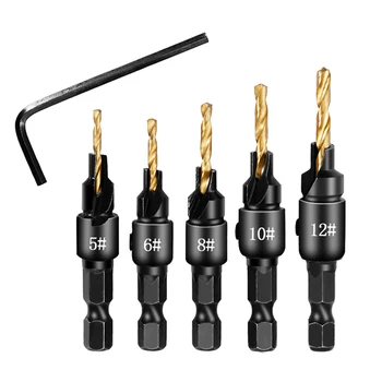 

5pcs Kit Drill Bits For Drilling Machines 1/4 Hex Shank 6.35mm Screw Hole Cutter