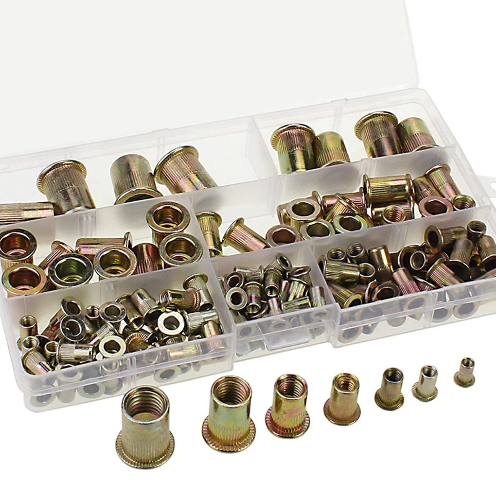 

150pcs M3-M12 Mixed Zinc Plated Carbon Steel Rivet Nut Threaded Insert Assortment Kit