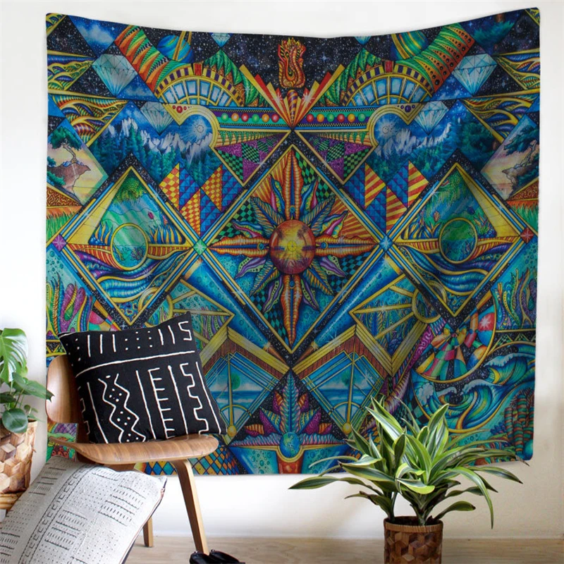 Creative Hot Mandala Tapestry Whales Galaxy Celestial Tapestry Bohemian Art Decor Wall Hanging Polyester Fabric for Home Decor