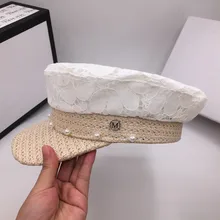 Контрастная цветная шапка с вышивкой модная темпераментная романтическая кружевная шапка летняя шляпа Солнцезащитная уличная газетная Кепка козырьки