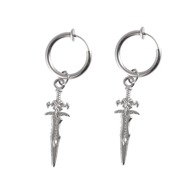 

HF JEL Vintage Dagger Drop Earrings for Women Men Silver Color Small Sword Dangle Women Earrings Fashion Jewelry 2019 Xmas Gift
