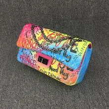 26 см, средний размер, красочная Радужная сумка с граффити для женщин,, роскошные сумки, женские сумки, дизайнерские женские сумки через плечо