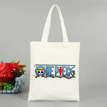 

One Piece Japanese Anime Women Handbags Canvas Tote Shopping Bags Reusable Shopping Bag Eco Foldable