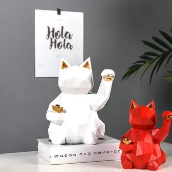 

2020 New Cute Lucky Cat Statue Fashion Home Decoration Room Nordic Style Simple Creative Sculpture Living Room Decor s1