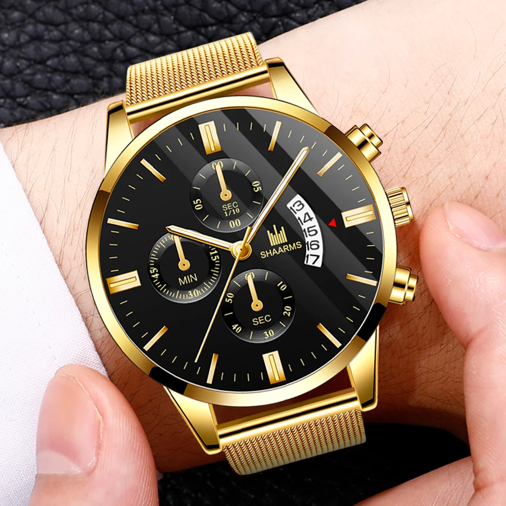 Роскошные военные спортивные часы модные часы с датой Роскошные брендовые кварцевые часы из нержавеющей стали для мужчин деловые наручные часы