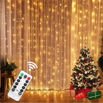 

3m LED Curtain String Lights 2021 New Year Garland Christmas Decorations for Home Christmas Tree Ornaments Navidad 2020 Kerst