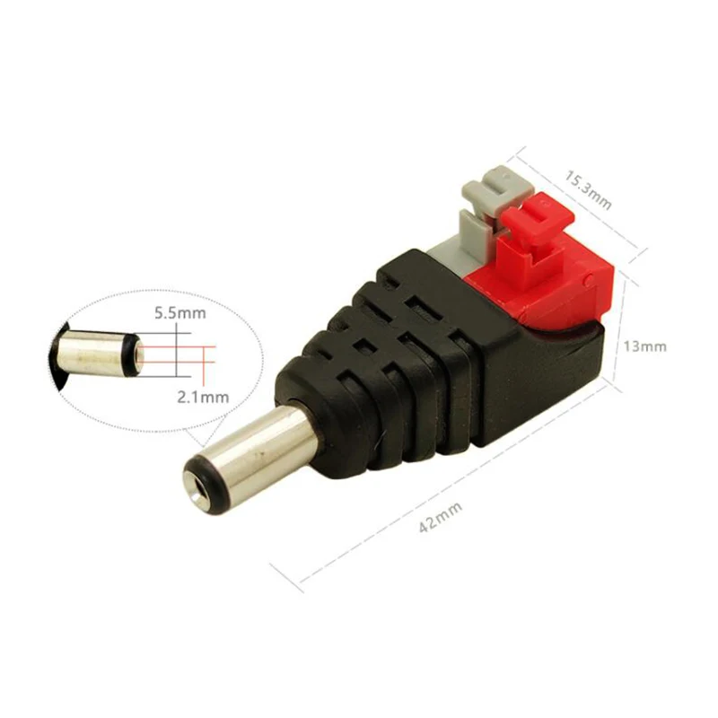 1Pair DC Male+Female Connectors 2.1*5.5mm Power Jack Press Adapter Plugs IJ 