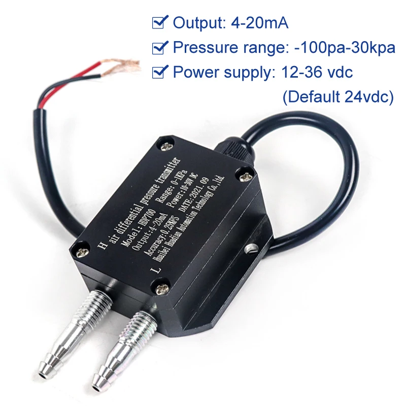 HVAC 차압 센서, 산소 CO2 가스 풍압 0-100kpa 차압 트랜스미터, 0-10v