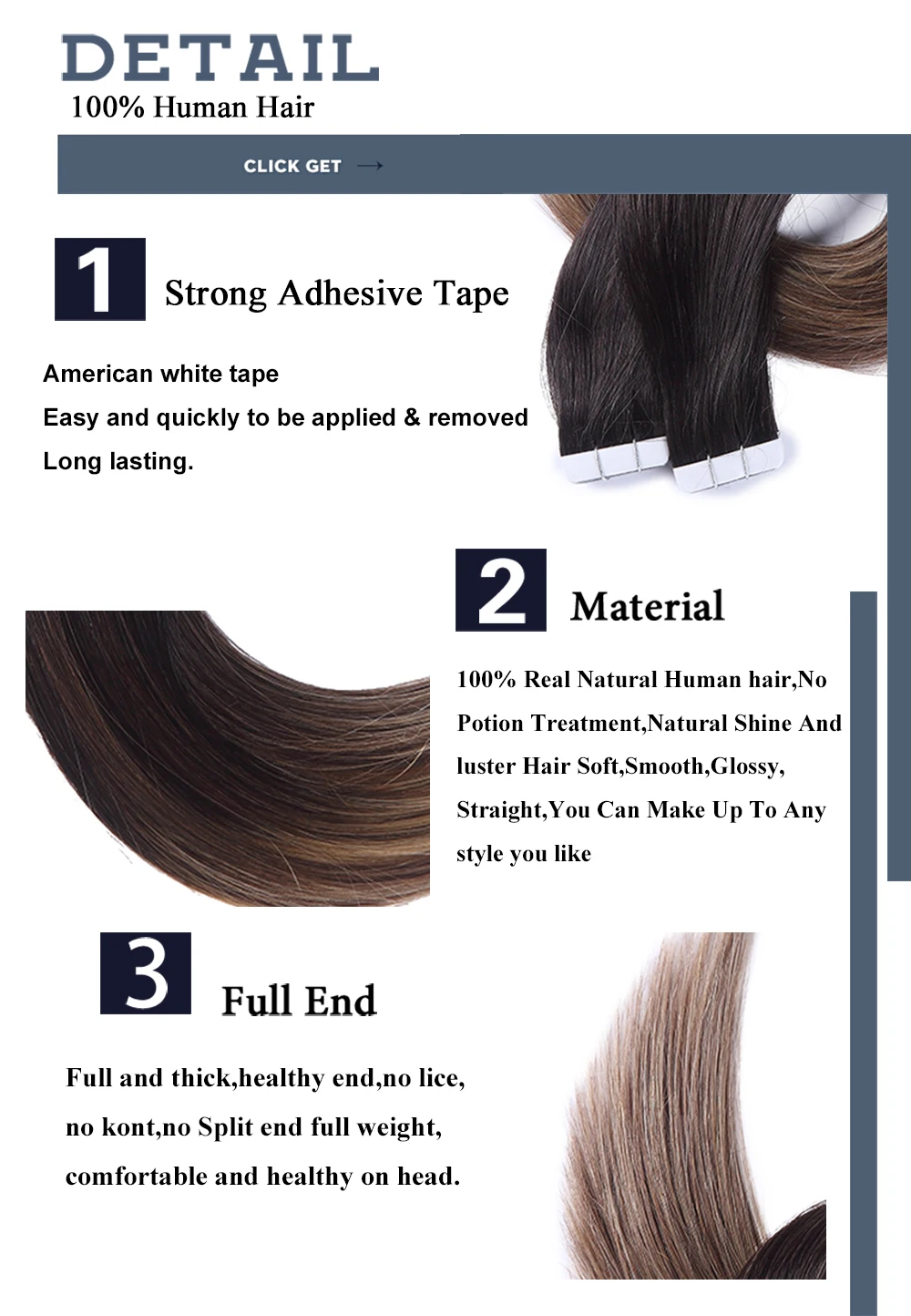 Накладные человеческие волосы на ленте Balayage цвет # 1b 4b 27b прямые для наращивания