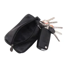 Étui en cuir pour clés de voiture, pour hommes et femmes, porte-clé de ménage, housse de porte-clé à fermeture éclair, sac de rangement pour cartes