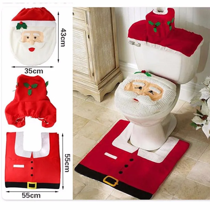 3 шт Ванная комната Санта-Клаус чехол для унитаза коврик набор рождественских украшений для дома Рождество Счастливого Рождества товары год подарок