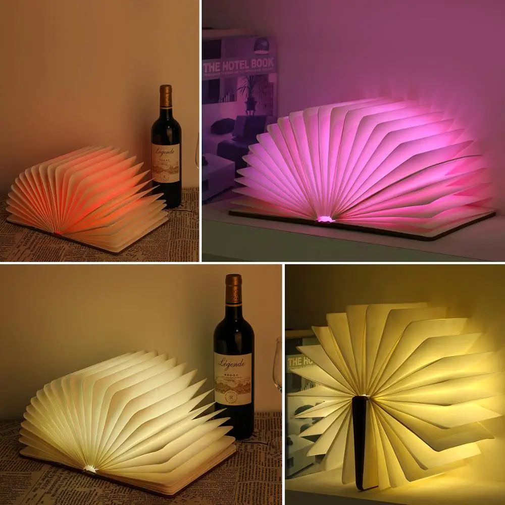  Kohree Art Led Book Lamp Light USB Rechargeable Foldable Wooden Night Light Valentine Birthday Chri - 32947260470