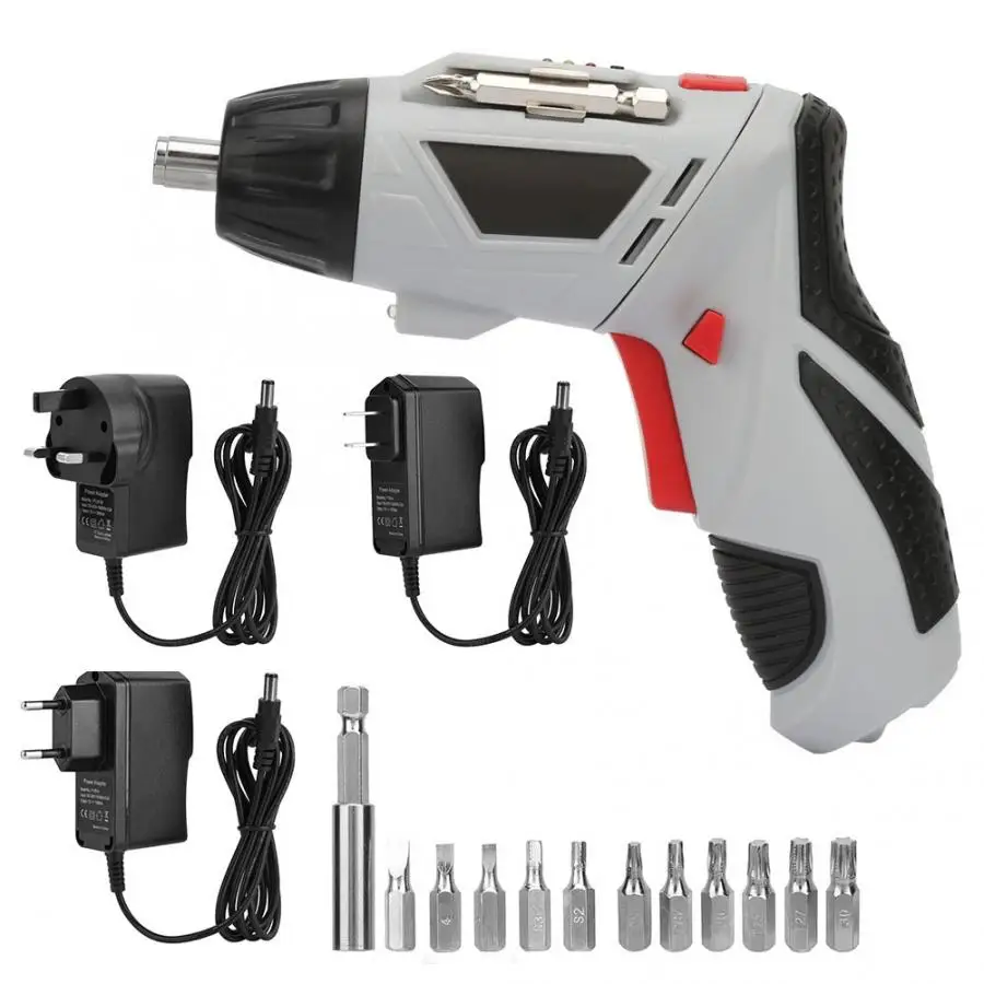 

4.8V Cordless Electric Screwdriver and Screwdriver Bits Rechargeable Hand Drill US/UK/EU Plug 300mAh 180 Degrees Handheld