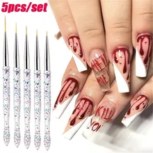5 шт./компл. акрилового стрежня ультра-тонкие ручки для рисования картины Ручки Ногтей роспись ручки для дизайна ногтей, подводка для губ, карандаш-цепной крюк линия Маникюрный Инструмент