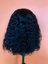 Rizado de la onda de agua Bob peluca del pelo humano del frente del cordón pelucas con minimechones pelo brasileño BOB corto peluca para las mujeres negras
