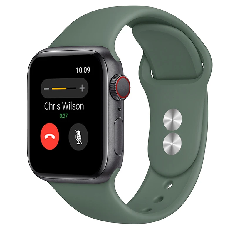 Silicone Strap For Apple Watch band 44mm 42mm iwatch series 5 4 3 2 1 Bracelet 40mm 38mm pulseira smart watch Accessories loop - Цвет ремешка: 40 Pine Green