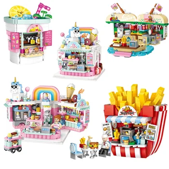 

Mini Building Blocks Assembled Street View Toys China Street Cake Fries Shop Bricks Toys for Children Christmas Gifts