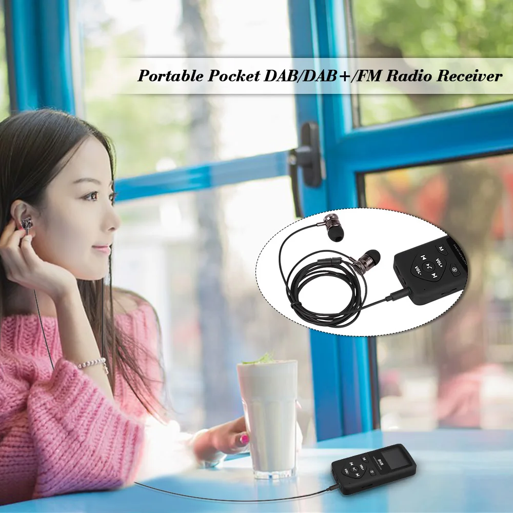 Портативный карманный приемник DAB/DAB +/FM радио с наушниками DAB FM ЖК дисплей экран