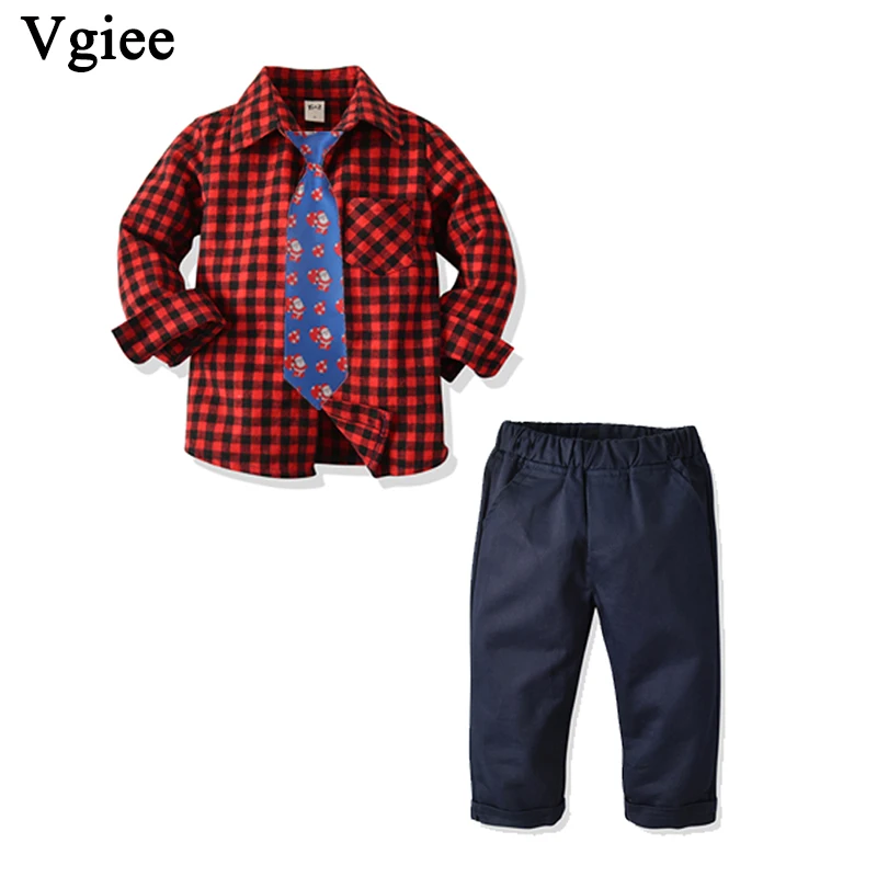 

Vgiee Boys Set Baby Clothes Long Sleeve Plaid Outfit Kids Clothing Birthday Party Wedding Fall Winter Children Set CC781
