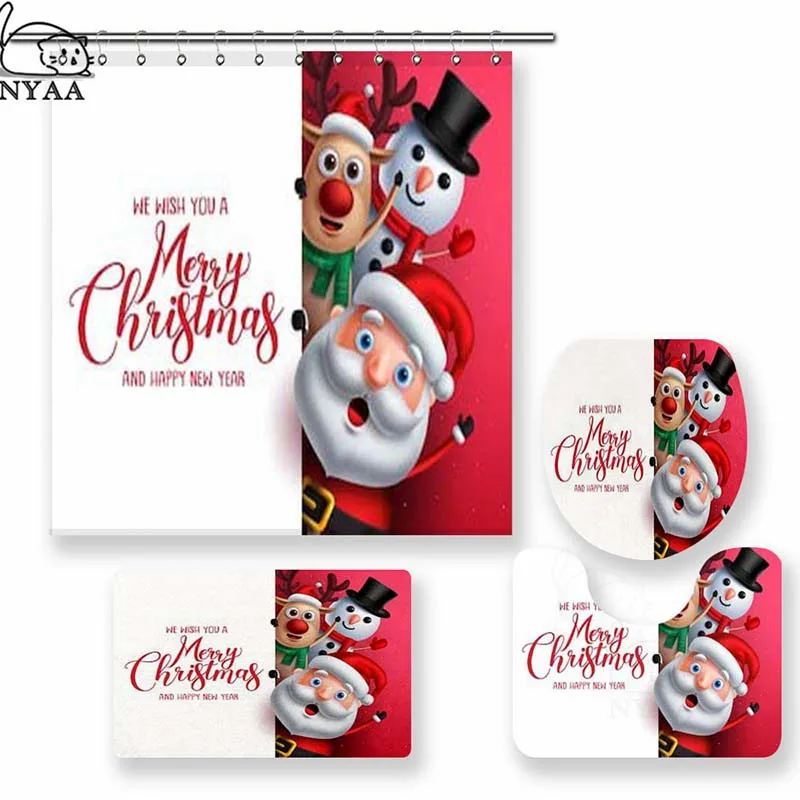 NY13131 Nyaa Merry Christmas занавески для душа Санта Клаус Водонепроницаемый полиэстер ткань занавески для ванной комнаты для домашнего декора - Цвет: NY13131