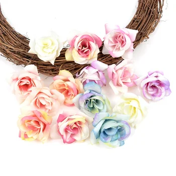 

10PCS 5CM Silk Rose Artificial Flower Fake Flower Rose Head For Wedding Home Decration DIY Wreath Gift Box Scrapbook Fake Flower