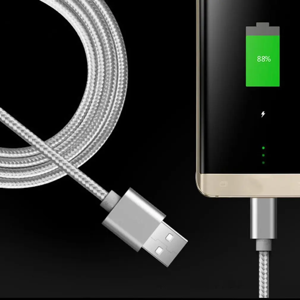2 цвета, USB кабель для передачи данных, Micro USB, нейлоновая оплетка, быстрая зарядка, линия передачи данных, универсальная для телефонов на Android, для samsung S7, 1 м