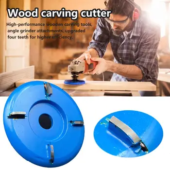 

90mm H22 Power Wood Carving Disc for 22mm Angle Grinder Tool Milling Cutter Four-tooth Arc Woodworking Turbo Plane Disc Grinder