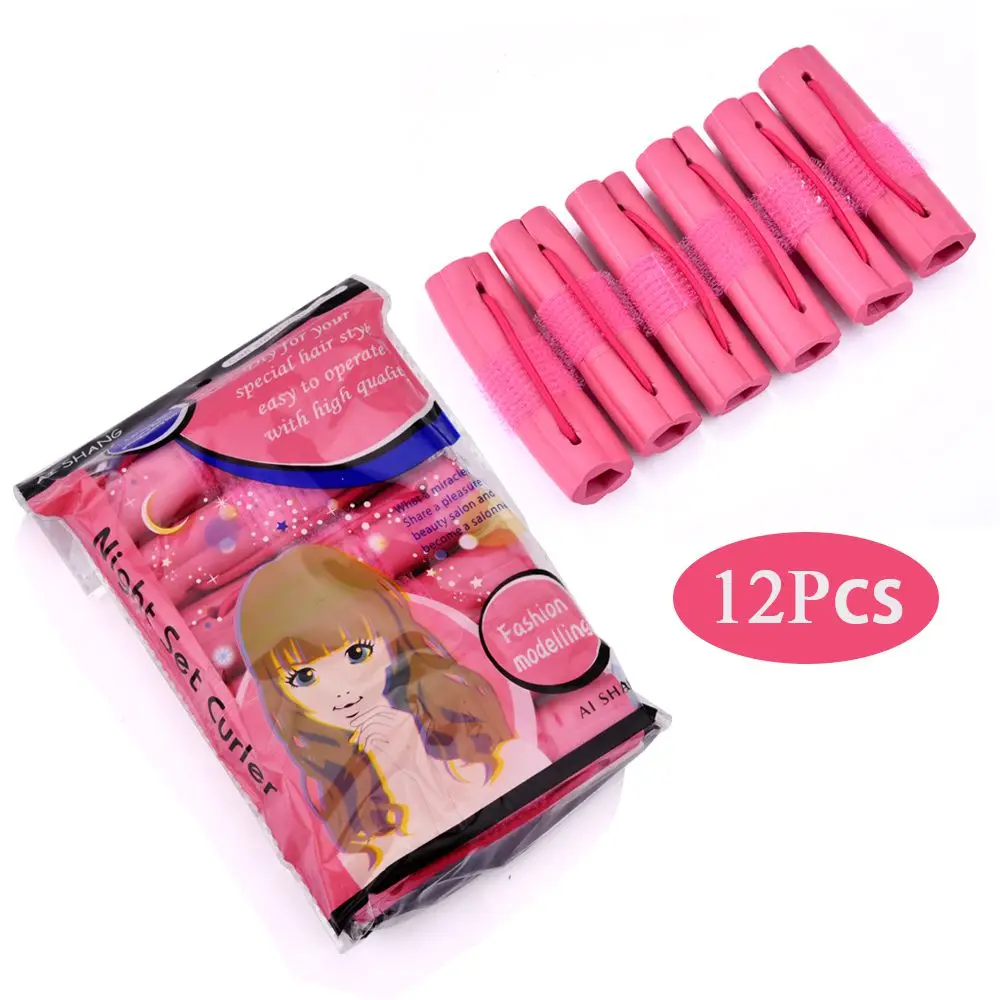 12Pcs High Quality Mini Hair Curlers Flexible Foam Sponge Curling Rods Corrugated No Hot Rollers Hair Styling Tool Easy Usage - Цвет: 12Pcs